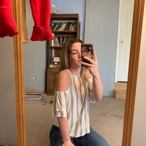 White and black causal shirt